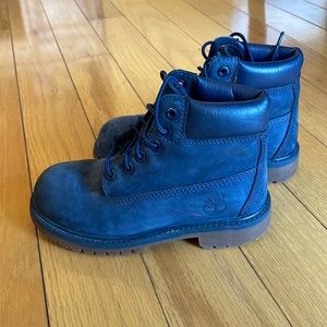 Navy blue timberland boots . Gently used